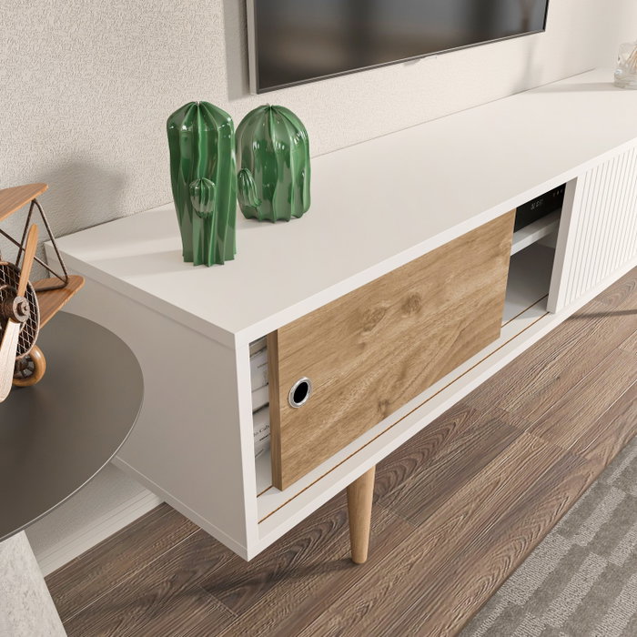 Hanah Home Ecrin Soporte de TV Blanco y Nogal Hanah Home Ecrin Soporte de TV Blanco y Nogal